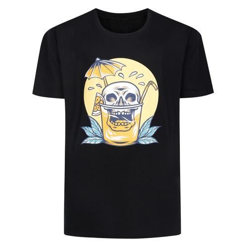 Bigdude Skull Cocktail Crew Neck T-Shirt Tall Black